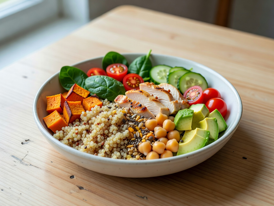 Nutritious food bowl with macro nutrients